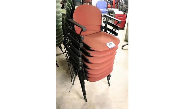 7 stapelbare stoelen, stof bekleed